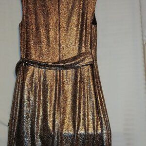 GOLD COCKTAIL DRESS WITH TIE FRONT SIZES 12 BY TAHARI ARTHUR&LEVINE